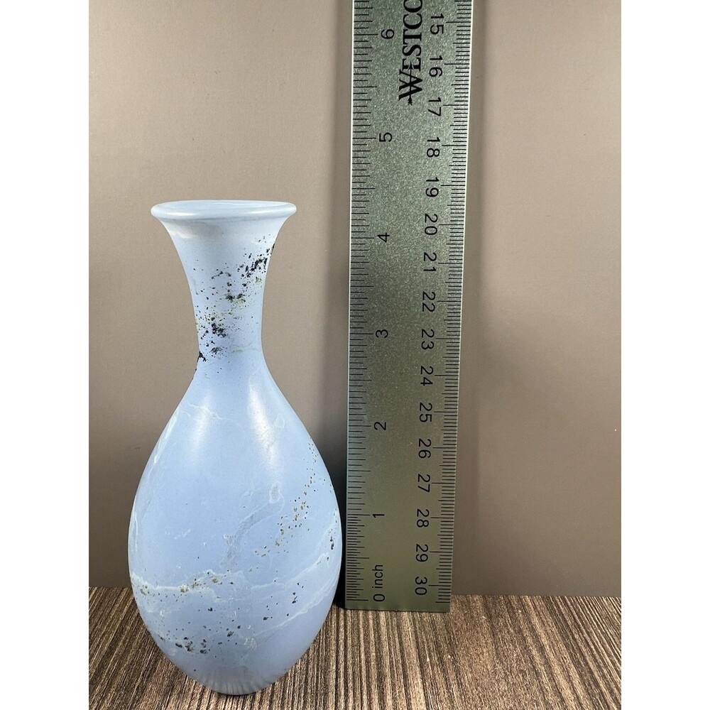 4” Silve Ca Old Caesarea Israel Reproduction Roman Glass Bud Vase Sea Blue/Pink